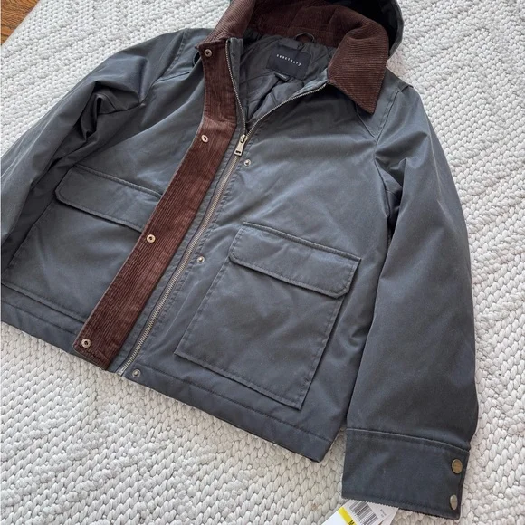 NWT Sanctuary Dark Gray/Faded Black Corduroy Trimmed Jacket Medium - Picture 8 of 11